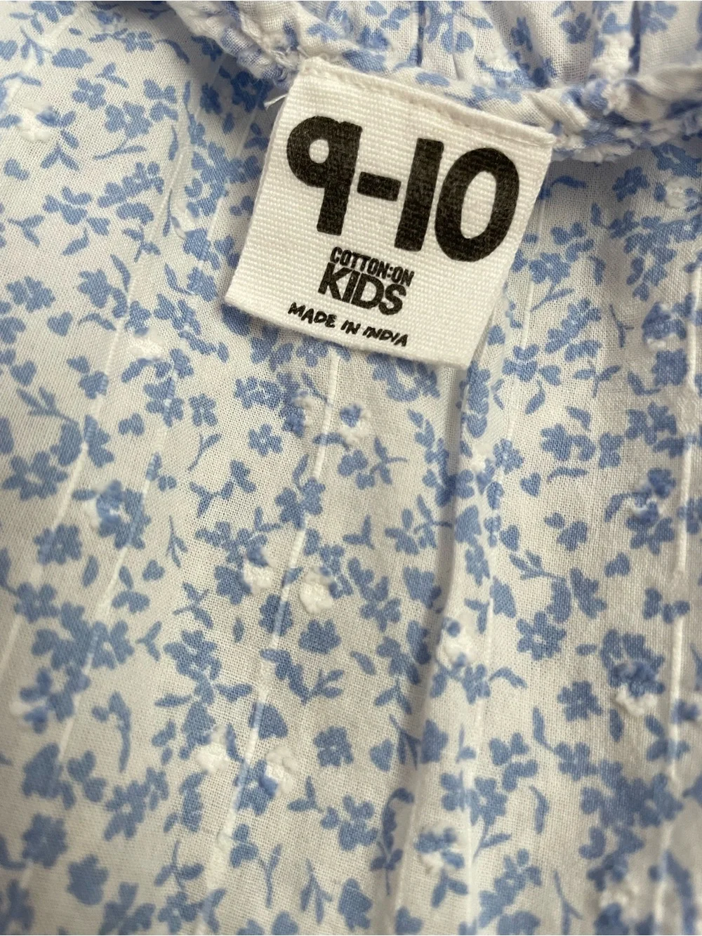 Cotton On Kids White & Blue Floral Embroidered Shirt